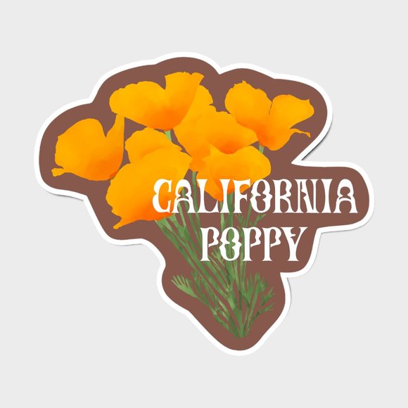 Handmade Other - 5/$15 Retro California Poppy Vinyl Glossy Sticker Handmade